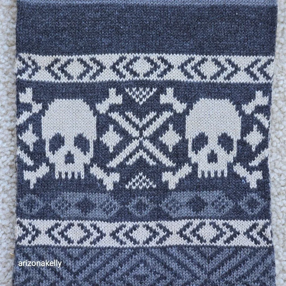 Knit Skull & Crossbones Fair Isle Scarf GAP